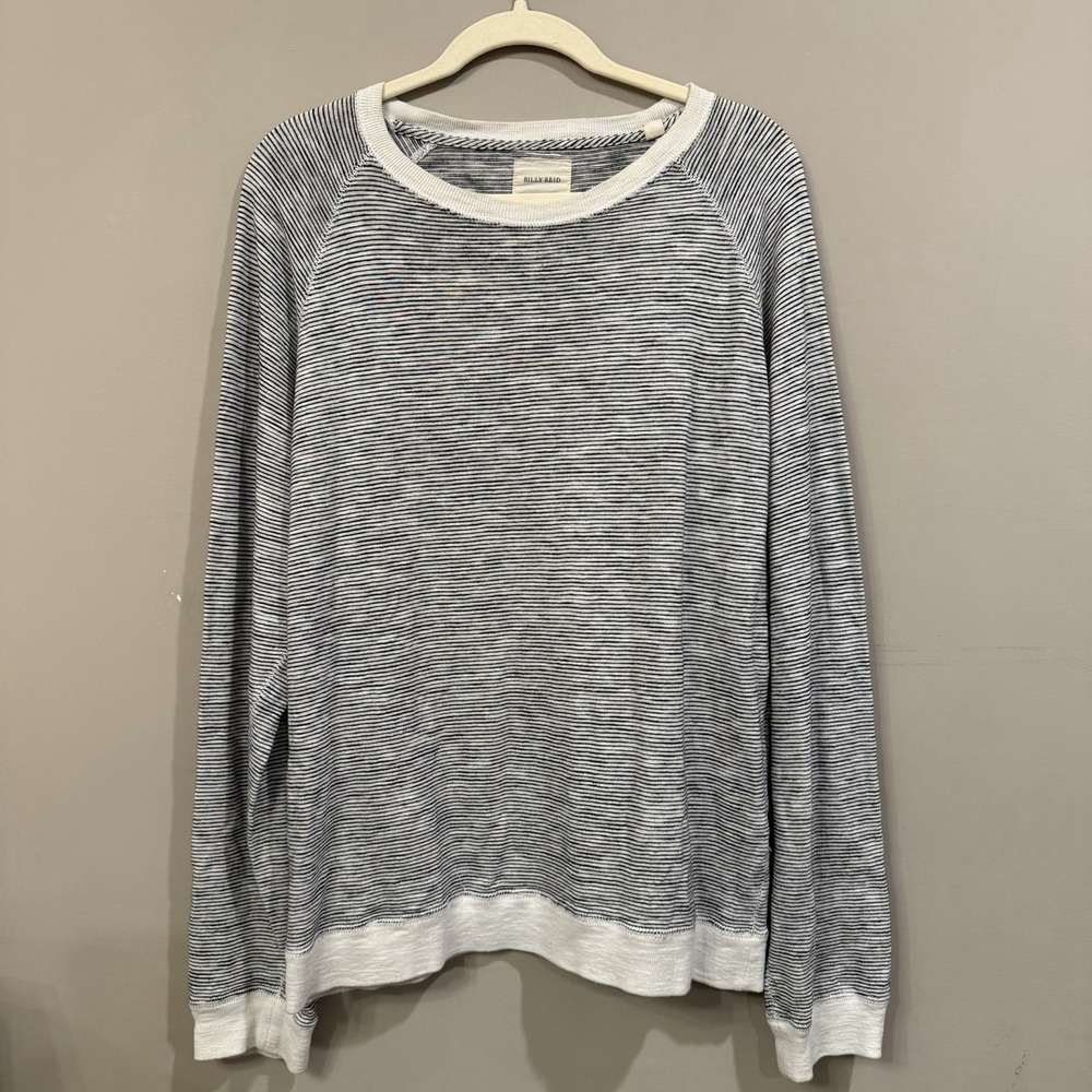 Billy‎ Reid Black White Striped Pullover XL Classic Preppy Cotton